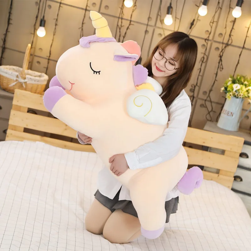 

INS Creative Dreamy Creative Unicorn Plush Doll Rainbow Pegasus Pacify to Sleep with Pillow for a Girlfriend Gift