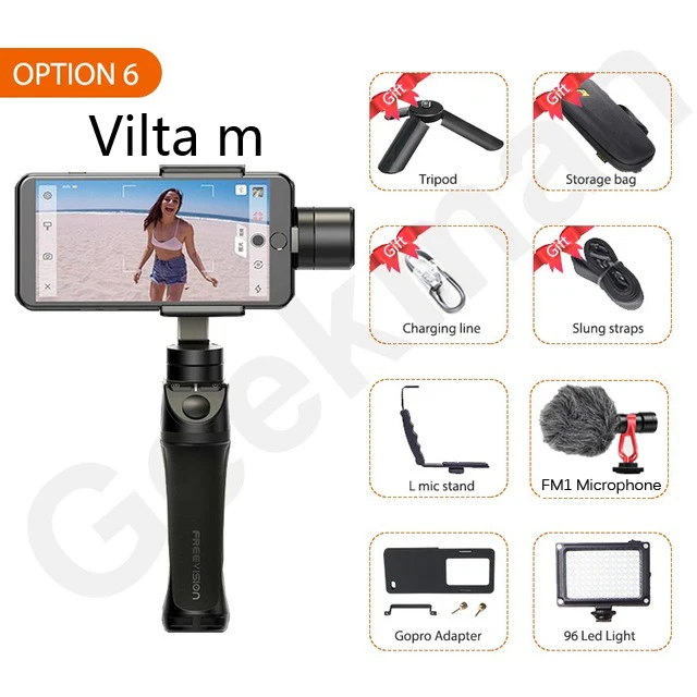 w LED L MM1 Adapter Обратитесь в службу поддержки по купонам Freevision Vilta M Pro Vilta-m 3-осевой Карманный шарнирный стабилизатор для смартфона стабилизатор для iPhone samsung GoPro Экшн камеры vs гладкой 4 Осмо 2 - Цвет: w LED L MM1 Adapter