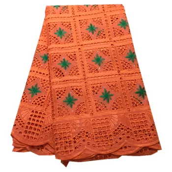 

Unique New orange swiss voile lace 2020 african lace fabric nigerian lace fabrics for wedding tissu african broderie 5 yard