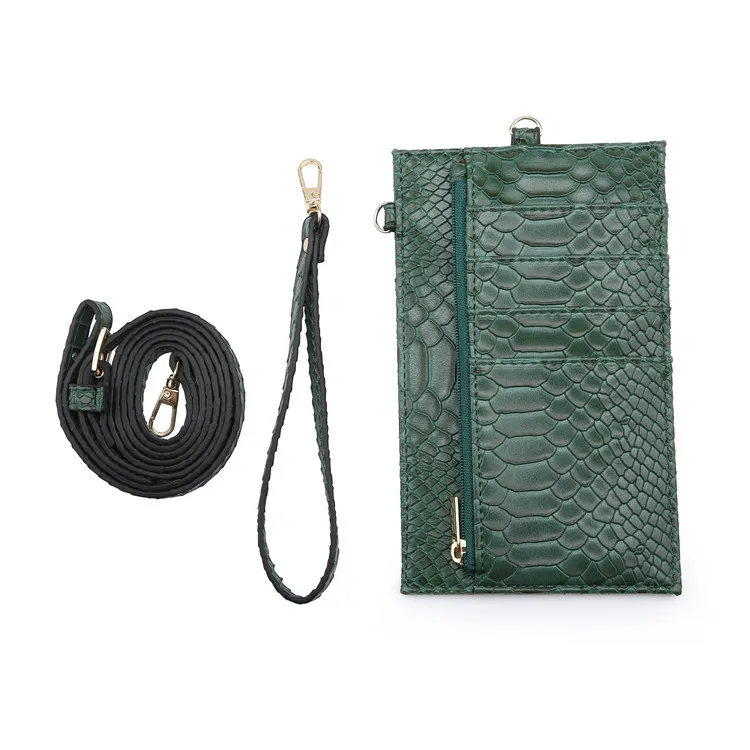 Snake Green Модный деловой Тонкий держатель для кредитных карт для мужчин и женщин, держатель для карт, кошелек с застежкой-молнией и боковой крючок для ключей от автомобиля - Цвет: Snake Green