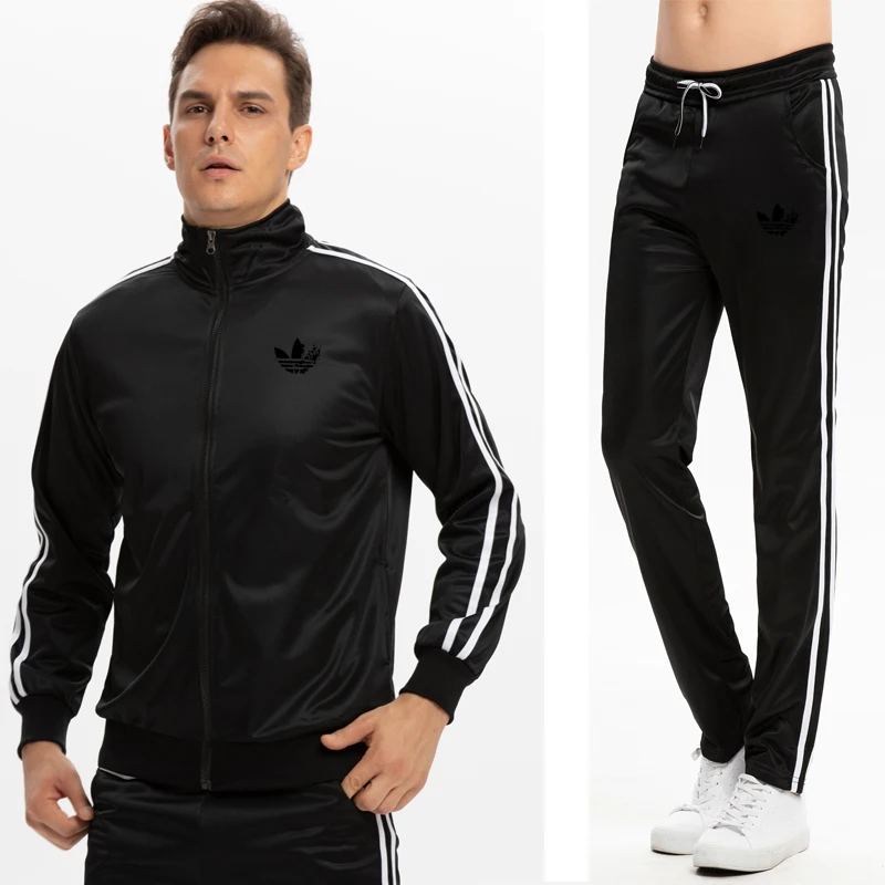 ManThe New Sportswear Running Winter Autumn Tracksuit Sport Brand Tracksuits Trousers + jacket zipper Warm  Outwear Set