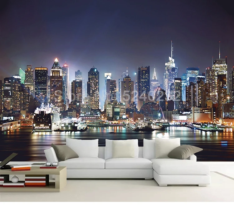 papel de parede com foto decoração de cidade mural grande de quarto sala de pintura de parede
