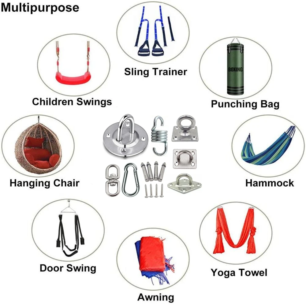 Stainless Steel Hammock Mount Ceiling Suspension Plates Hook Anchor Hanger Bracket For Gym Aerial Yoga Sex Swing Hanging Kit