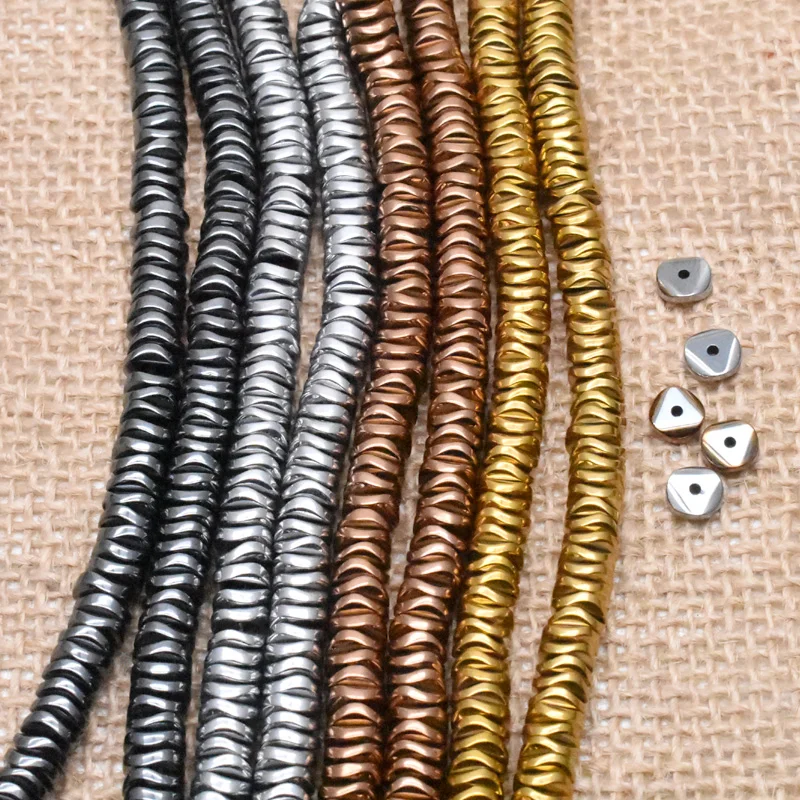 Spacer Beads 4/6mm Handmade Jewelry Making Black Hematite stone Beads Flat Loose Spacer For Jewelry Making DIY