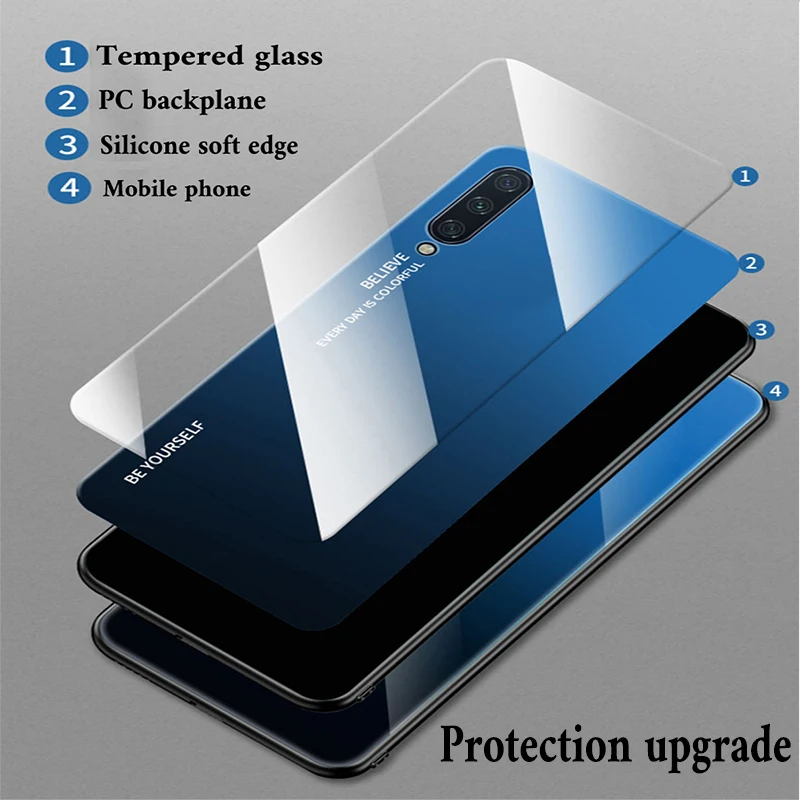 Градиент закаленное Стекло чехол для Xiaomi Redmi Note 8 7 5 Pro 6A 7A k20 Pro защитный чехол для Xiaomi A3 A2 lite A1 F1 8 9