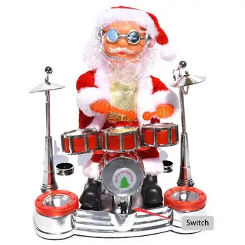 

Hot New Santa Claus Singing Musical Santa Claus Plays The Piano Guitar Drumming Christmas Electric Music Doll Home Decoration