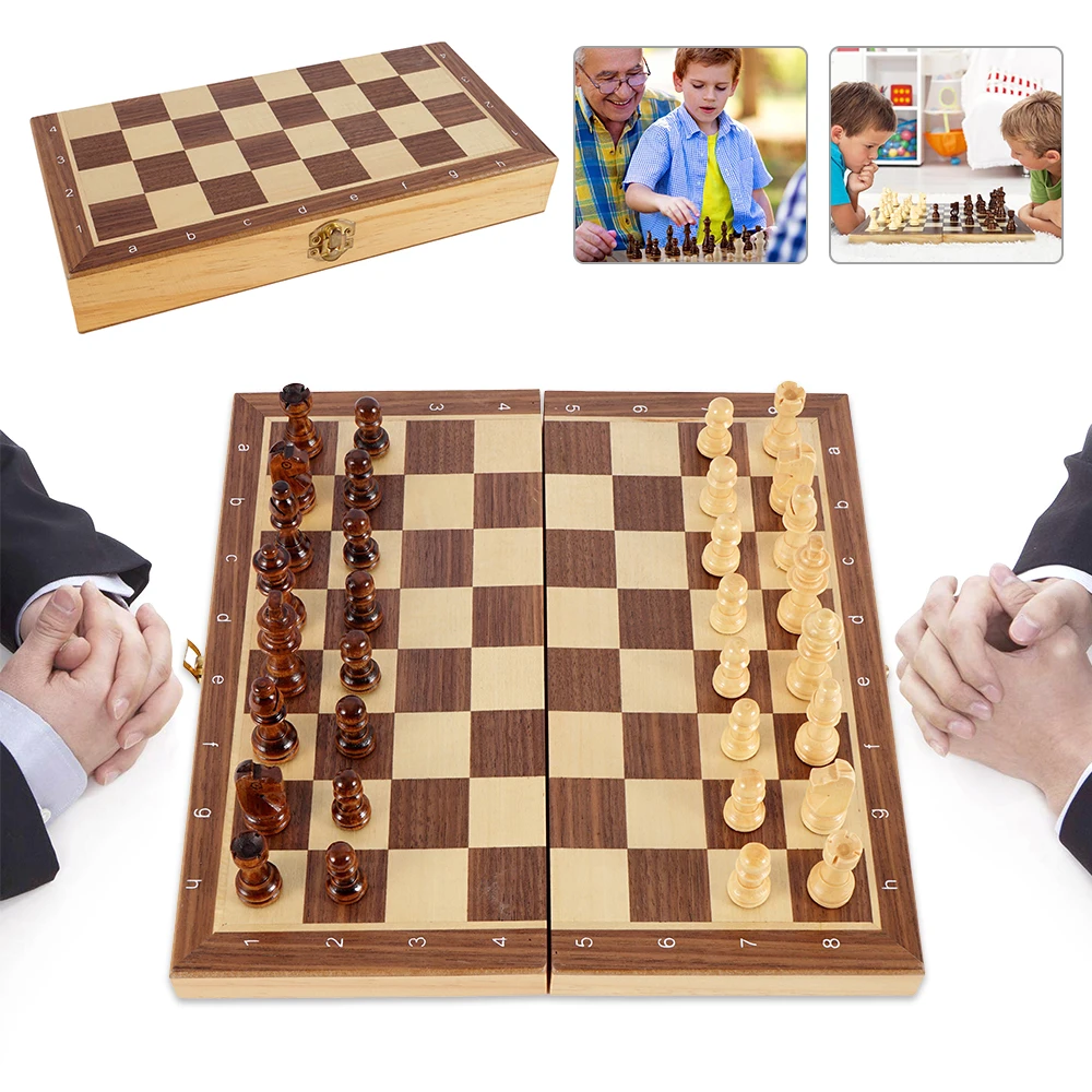 

Top Quality 28*28cm Wooden Folding Magnetic Chess Set Solid Wood Chessboard Magnetic Pieces Entertainment Board Games Gifts