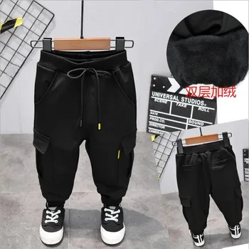 

Boys plus velvet pants children's sports pants winter 2019 new boy boy trousers thick warm to wear outside 2-6years