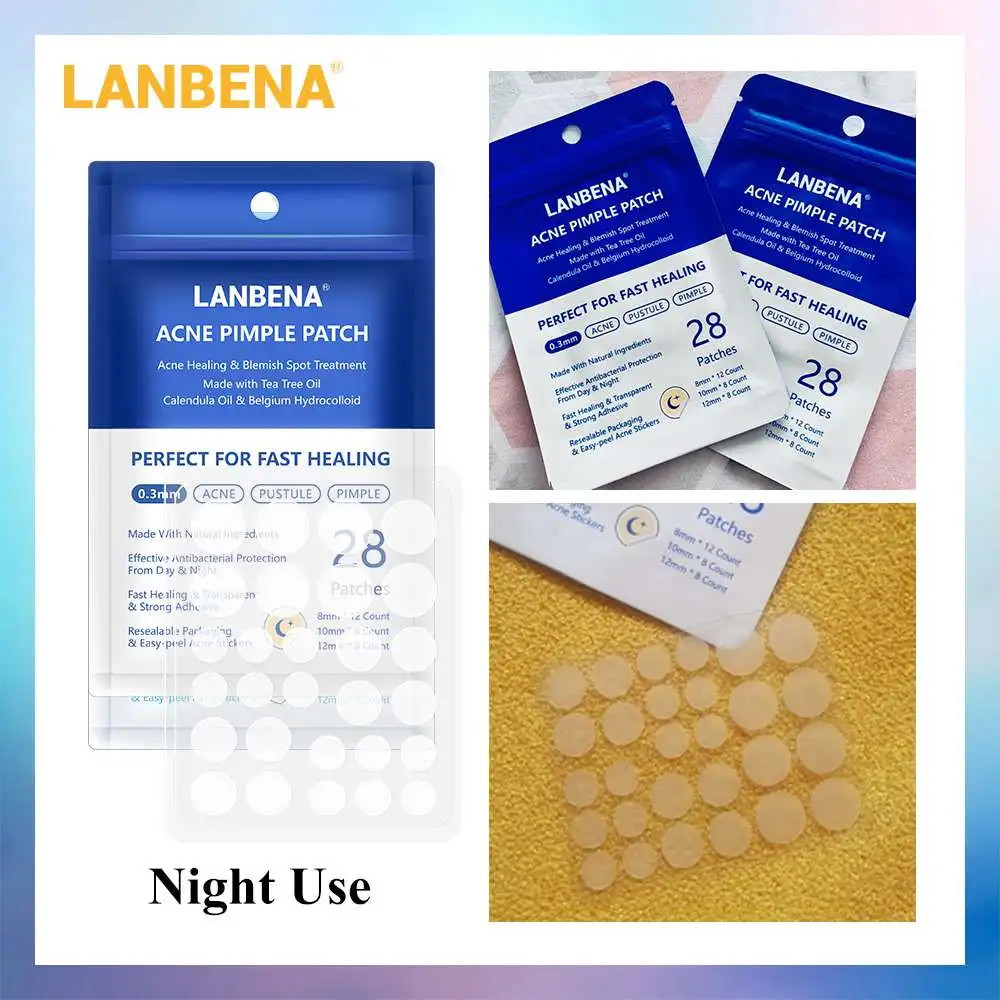 

LANBENA Acne Pimple Patch 28pcs Night Use Invisible Acne Stickers Blemish Treatment Acne Master Face Mask Skin Care Beauty Tool