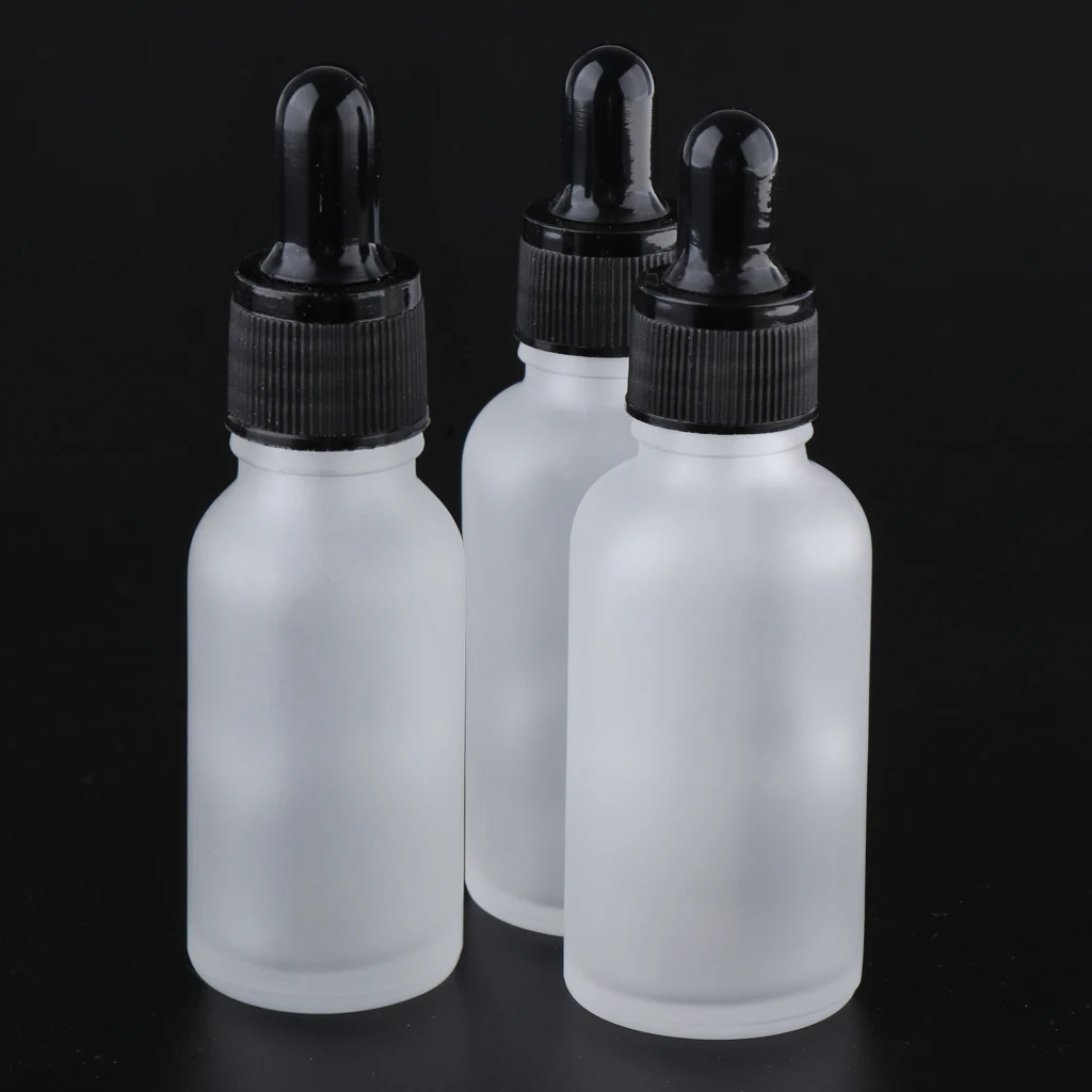 3Pcs Empty Eye Dropper Bottles Essential Oils Dispenser Perfume Glass Liquid Pipette Vials 30ml