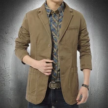 Men's Blazer Jacket Casual Cotton Suit Jacket Outwear Single Breasted Suit Coat Men Tops Fashion Clothing Veste Homme Costume