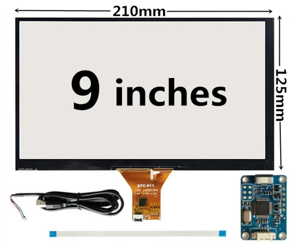 9 polegada 210mm * 125mm raspberry pi alta compatibilidade navegação universal capacitivo toque digitador da tela do painel de vidro