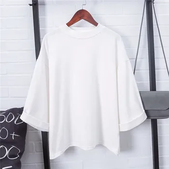 

Solid color ladies casual tops t-shirt women pink white black loose t-shirt women's clothing 2020