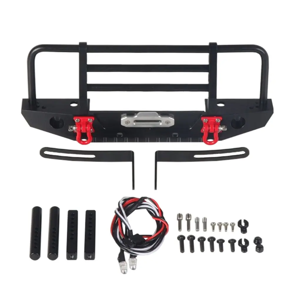 

Metal Front Bumper with LED Light for 1/10 RC Crawler Car Axial SCX10 90046 Traxxas TRX-4 TRX4 Accessory Parts