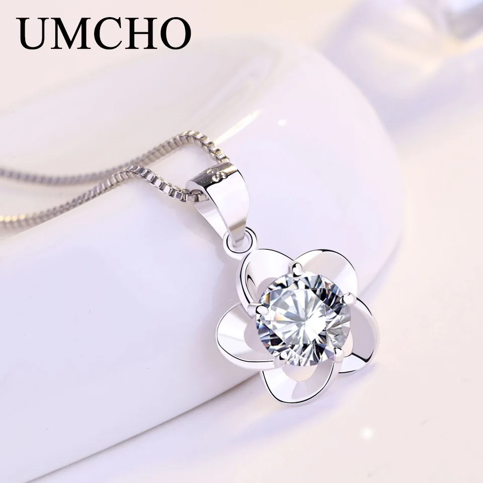UMCHO Цветок 925 пробы серебряные ожерелья подвески вечерние для женщин обручение S925 подарки Ювелирные украшения без цепи