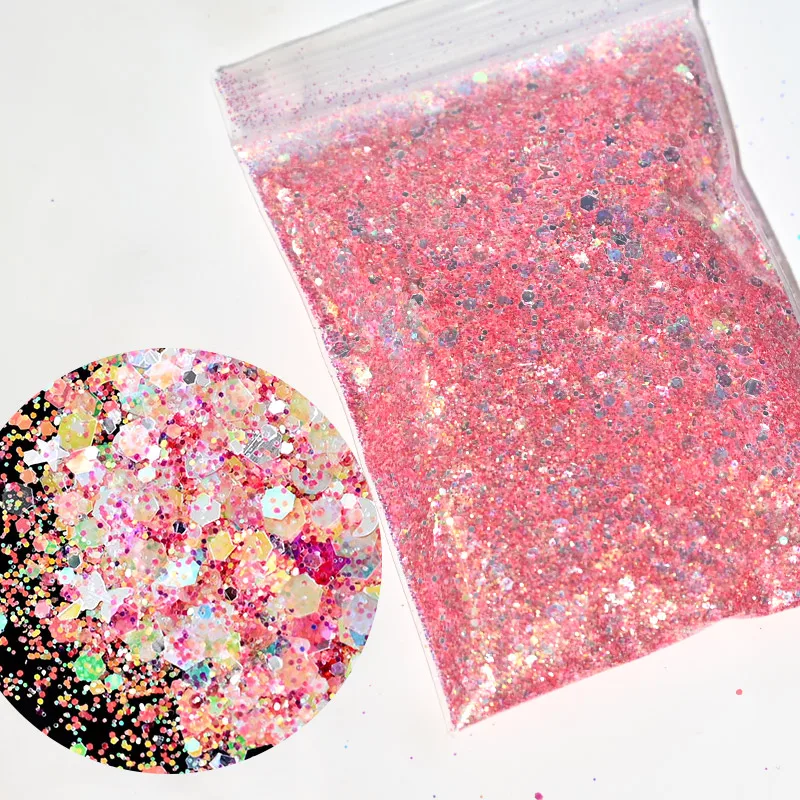 50g/bag 2020 Fine Star/Heart Glitter Mix (Blue & Pink available)  Glitter/ pink glitter mix/ heart glitter/ star glitter,MKR1434