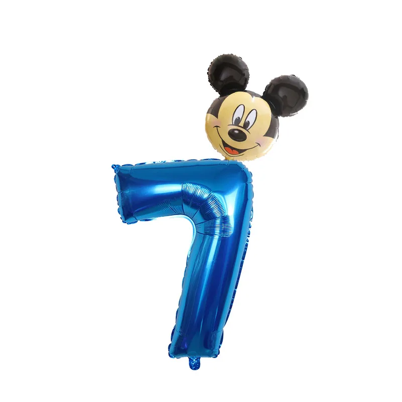 30 дюймовый розовый и голубой номер цифры Фольга надувные шары Mickey воздушный шар из фольги Минни От 1 до 4 лет штаны для мальчиков и девочек День рождения украшения