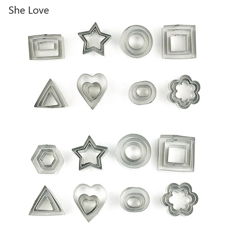 Chzimade 24Pcs/lot Stainless Steel Pottery Clay Tools Geometry Round Square Ceramic Polymer Clay Cutter Molds Handmade Tools