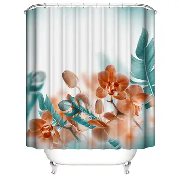 

feather leaves shower curtain bathroom curtain flower douchegordijn cortina de ducha plants rideau de douche polyester