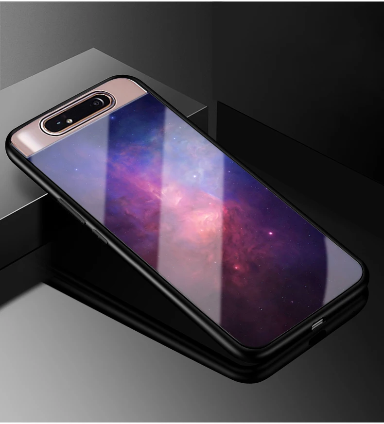 Чехол для samsung Galaxy A80, чехол из закаленного стекла с изображением животных и цветов, стеклянный чехол для samsung A80 A 80, силиконовый бампер