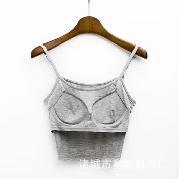 

Short Camisole Tube Top Women's Modal Underwear with Chest Pad Navel Wear Free Bra One-piece Vest Wrap-around Underwear