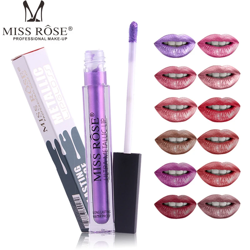 

12Colors Metallic Shimmer Liquid Lipstick Make Up Lipgloss Lip Tint Long Tube Matte Pigment Lip Gloss Brand Cosmetics T0856