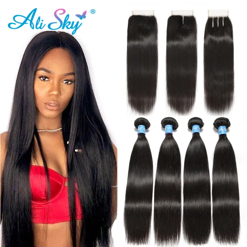 Indian Straight Hair Bundles 4 Bundles With Closure Human Hair