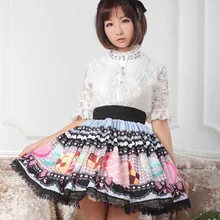 Принцесса сладкий Лолита Юбки с оригинальными принтами десерт печенья леди Лолита кружева половина длины юбка принцесса милые юбки GZWY094