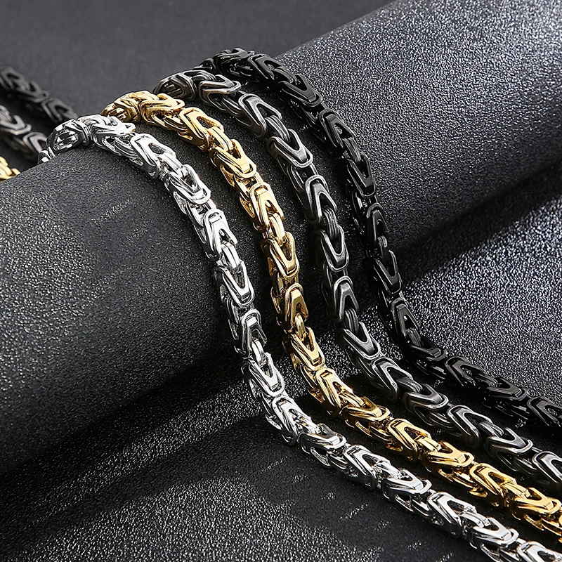 Stainless Steel Necklace 50-65CM 25.5" 6MM Chain Choker for Men Luxury Gold Color Best Friends Christmas Gifts
