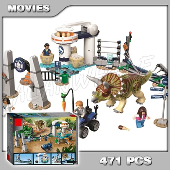 

471Pcs Jurassic World Triceratops Rampage Egg Spinner ride Tourist 11336 Model Building Blocks Boys Kids Compatible With