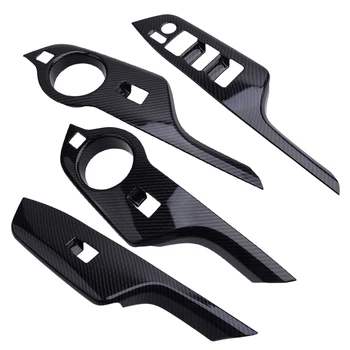 

4pcs Carbon Fiber Style Inner Window Lift Switch Trim Panel Cover Fit for Toyota C-HR CHR 2016 2017 2018 2019