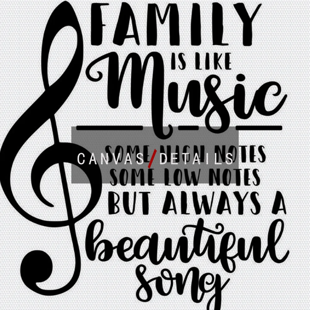 Simple Style Family Quote Poster Black and White Canvas Painting Music Note Pictures for Living Room Nordic Decoration Home Art