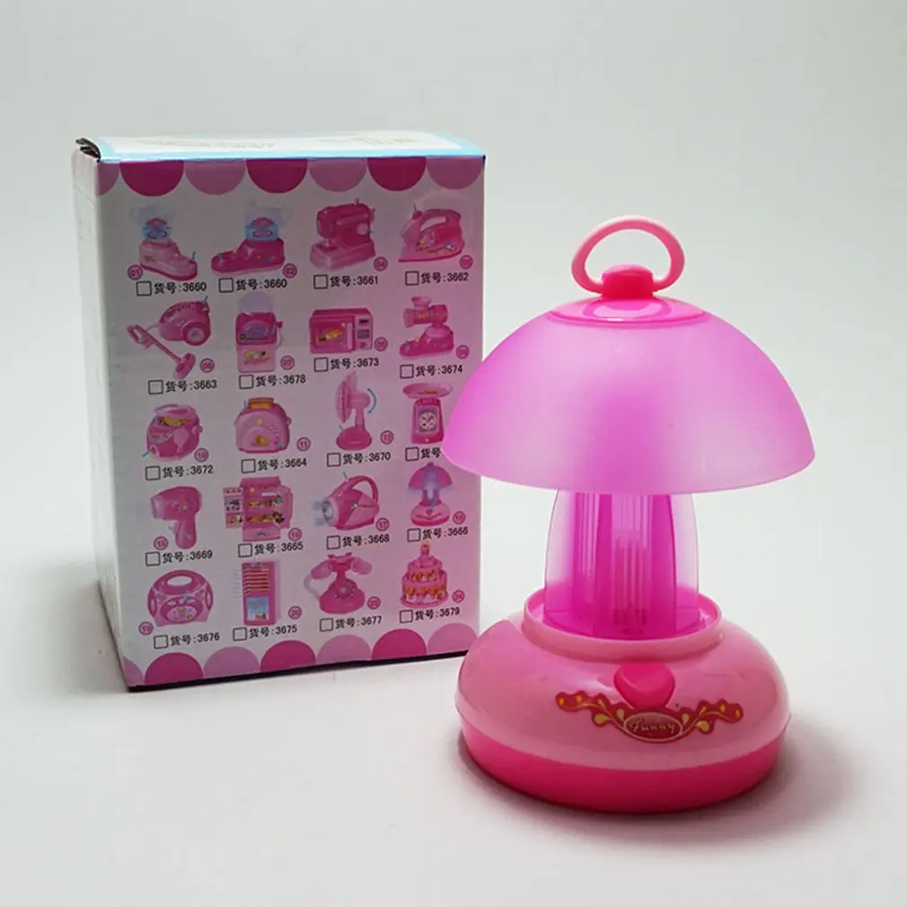 Детские Мини-кухонные электрические игрушки, набор для моделирования, электрическая мебель, маленькая бытовая техника, игрушки для девочек - Цвет: pink  table lamp