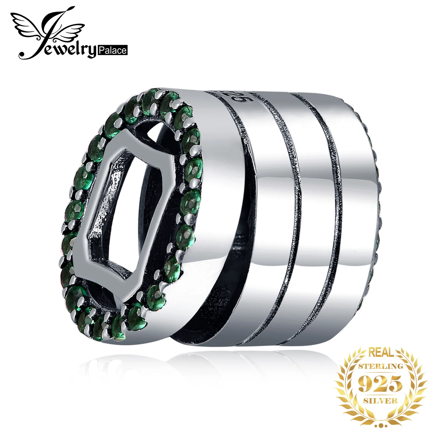 JewelryPalace Винтаж зеленый кубический цирконий Китайский Медь монета Шарм бисера Fit