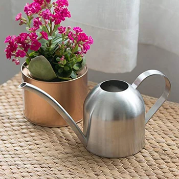 

Stainless Steel Watering Kettle Indoor Household Meaty Potted Plants Watering Can Semi-Circular Long Mouth Dripping Pot 1000Ml