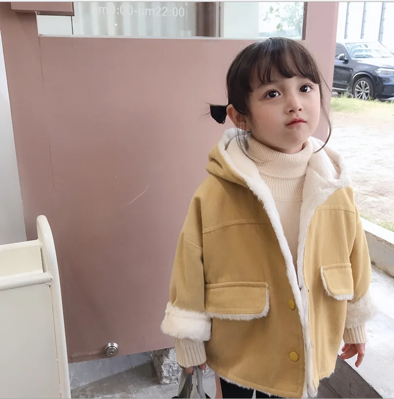 pic Утепленное пальто с капюшоном в Корейском стиле для мальчиков и девочек зимняя модная куртка для маленьких девочек детская одежда От 2 до 7 лет - Цвет: pic