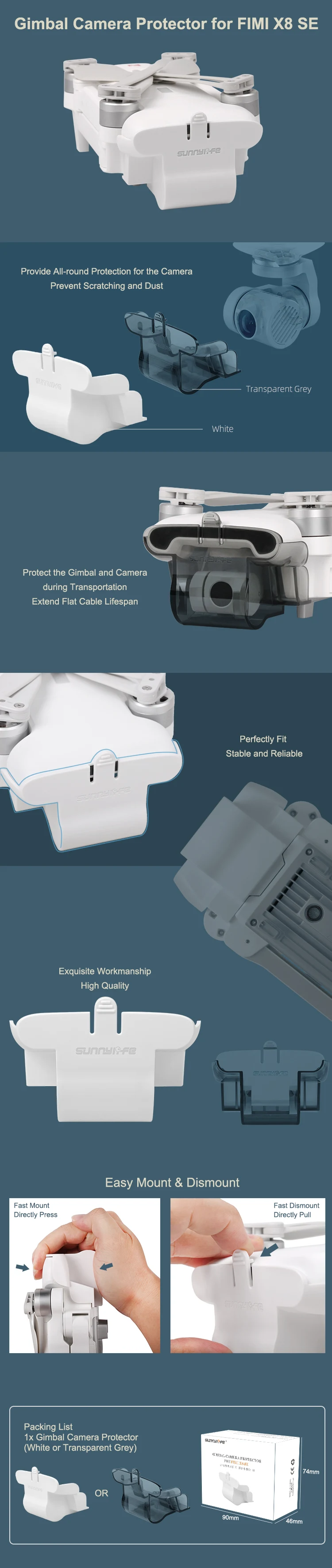 SunnyLife карданный объектив камеры Защитная крышка аксессуар для Xiaomi FIMI X8 SE Drone аксессуары
