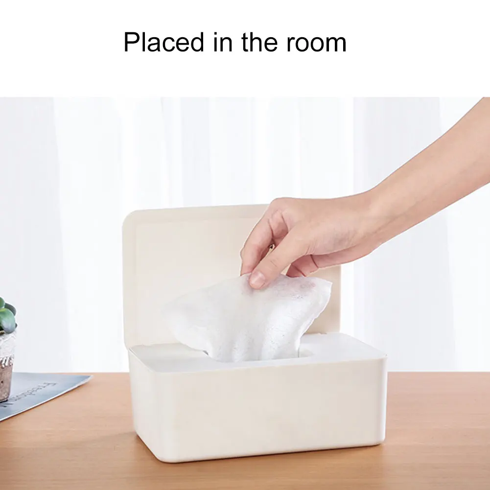 Newly Tissue Storage Box Case Wet Wipes Dispenser Holder with Lid for Home Office TE889