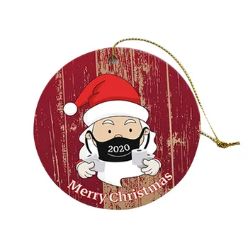 

6pcs/set Party Yard Round Gift DIY Wooden Hanging Pendant Santa Claus Holiday Carft Dancing Christmas Decorations Living Room