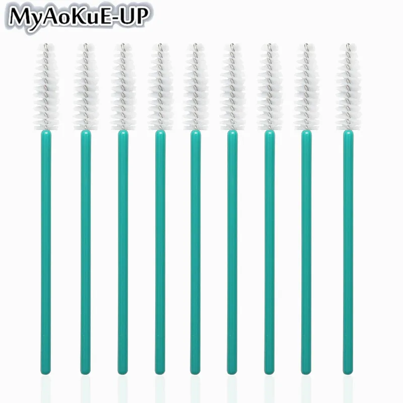 Ny dark green-white 50 шт одноразовые кисти для макияжа косметические ресницы Хрустальная ресница кисти Алмазный аппликатор для ресниц палочки с кисточкой для туши инструменты - Handle Color: Ny dark green-white