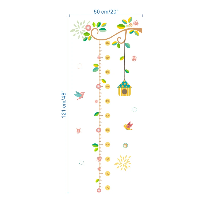 Наклейка на стену с изображением семейного дерева для детской комнаты, диаграмма роста птиц, домашний декор, настенные наклейки, фрески, плакат для детской комнаты, Декор