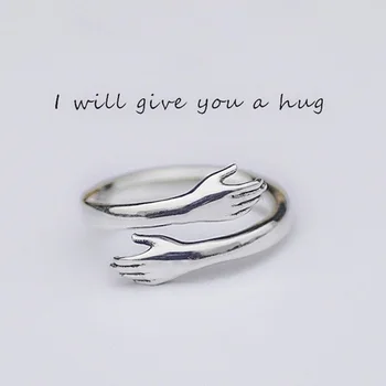 

Classic Couple Rings Fashion Men Women Open Adjustable Ring I Will Give You A Hug Design Jewelry for Female Best Gift