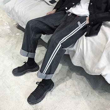 

Autumn New Jeans Men Slim Fashion Washed Solid Color Casual Denim Trousers Man Streetwear Hip Hop Straight Jeans Male Clothes