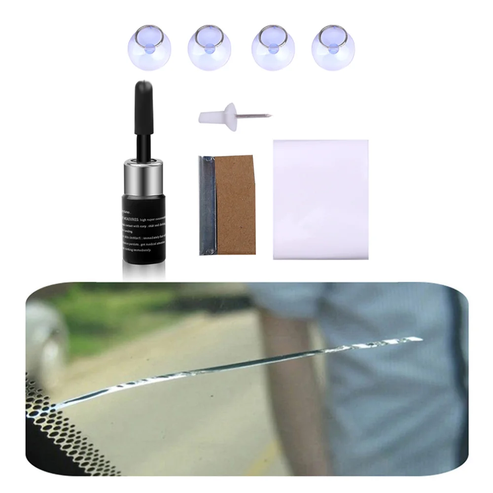 

For Long Big Chip Crack Car Windshield Repair Tool Window Glass Windscreen Restoration Kit Renew Full Set Resin Cup Blade Film