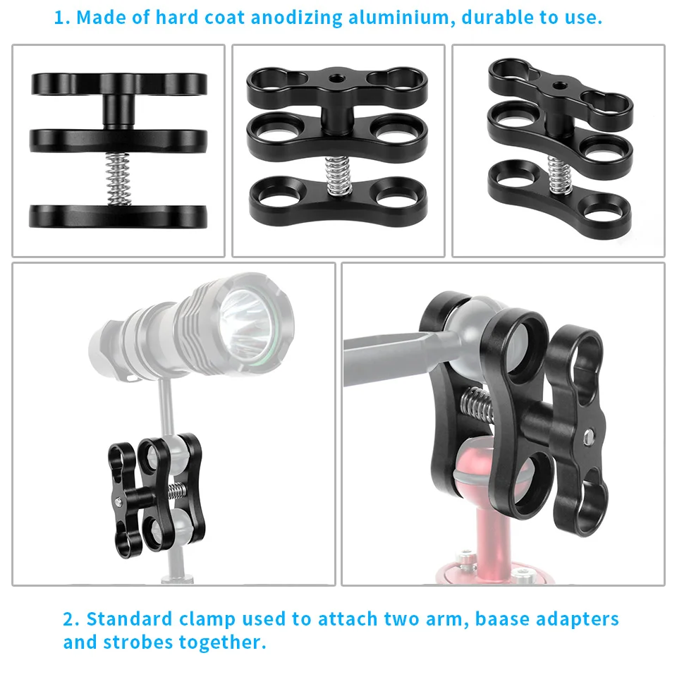 Алюминиевый зажим-бабочка с шаровой головкой с ЧПУ, светильник для дайвинга на 360 градусов, крепление-адаптер, держатель для Gopro YI для экшн-камеры OSMO