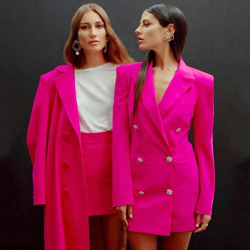 INDRESSME, осенняя новая коллекция, Блейзер, платье для женщин, зубчатый вырез, длинный рукав, Цветочный, двубортный, розовый, красный, пиджак