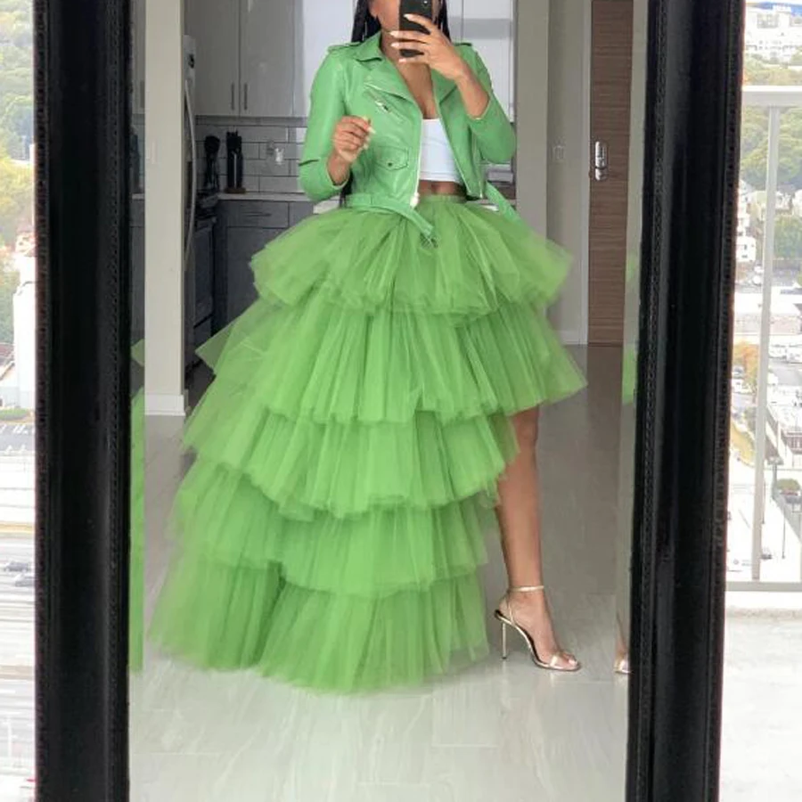 2020-spring-grass-green-ruffles-tiered-high-low-tulle-skirts-women-elastic-custom-made-long-puffy-tulle-skirt-women-fashion-tutu