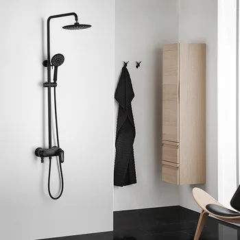 

Bathroom Shower Set Shower Ceiling Douche Black Shower System Soild Brass Shower Mixer Rainfall Shower Head Set Wall Mounted