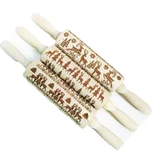 35 см Заказная Рождественская роликовая печать Скалка бук лазерная гравировка Хэллоуин Мультфильм тисненый Печатный узор Инструменты для выпечки