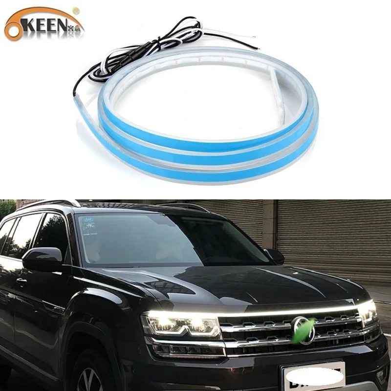 

OKEEN Flexible Car LED DRL Daytime Running Light Strip 180cm Through Headlight Strip Light White Red Ice Blue Switchback Tube